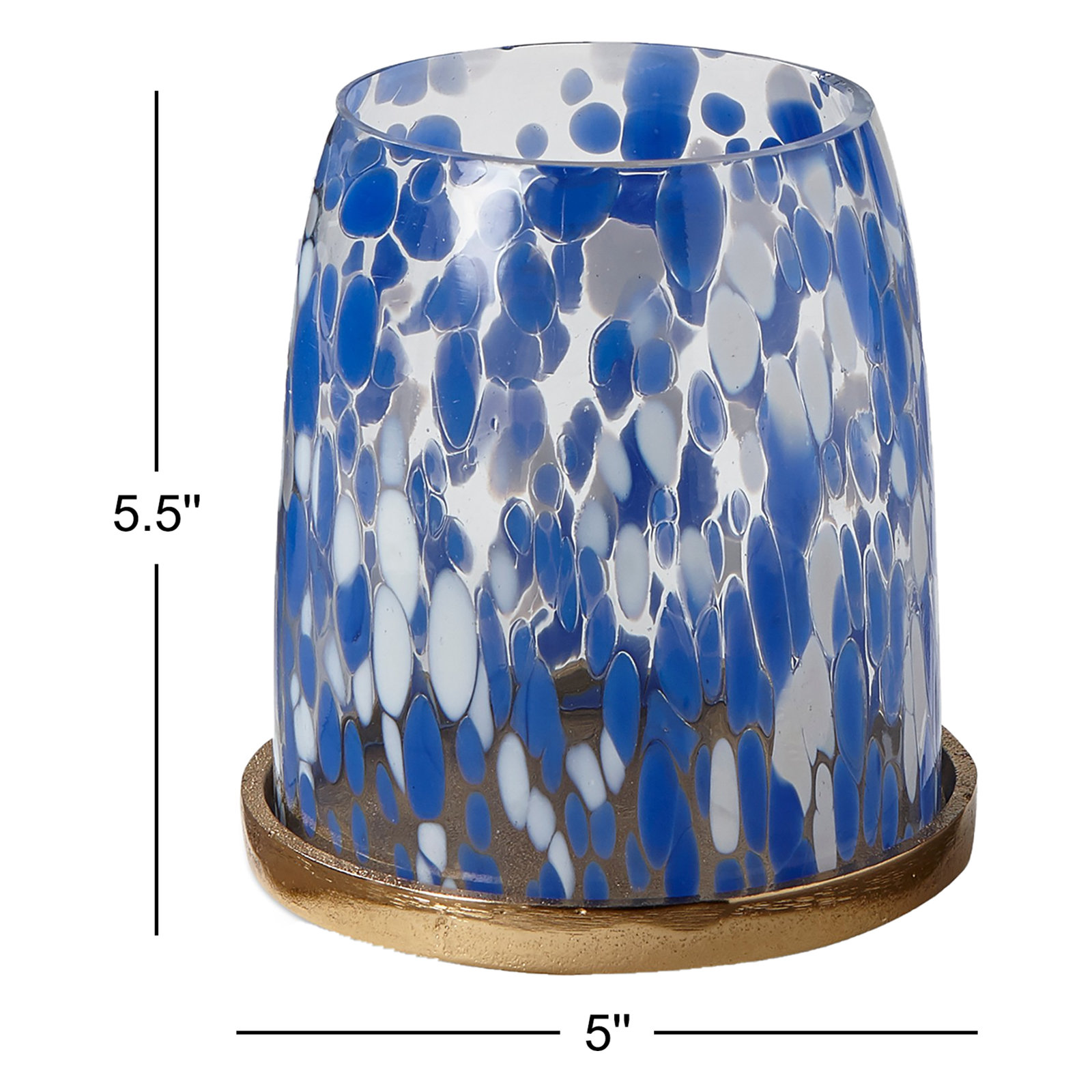 Wade Logan® Glass Hurricane Pillar Holder, Blue, 5.5" H x 5" W x 5" D