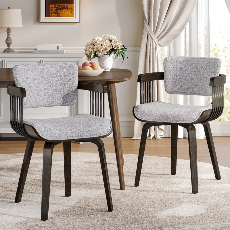 Upholstered Dining Chairs Set Of 2 With Arms, Modern Fabric Dining Room Chairs, Comfortable Kitchen & Dining Chairs For Dining Room, Kitchen, Breakfast Nook