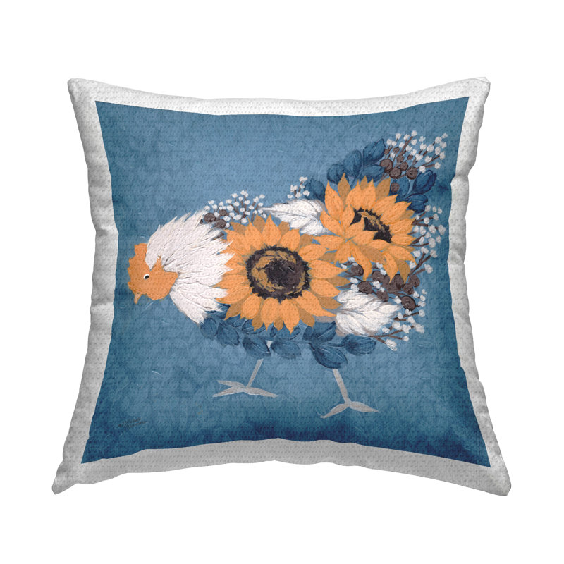 Coussin d'extérieur à motif abstrait avec motif floral de tournesol abstrait par Michele Norman