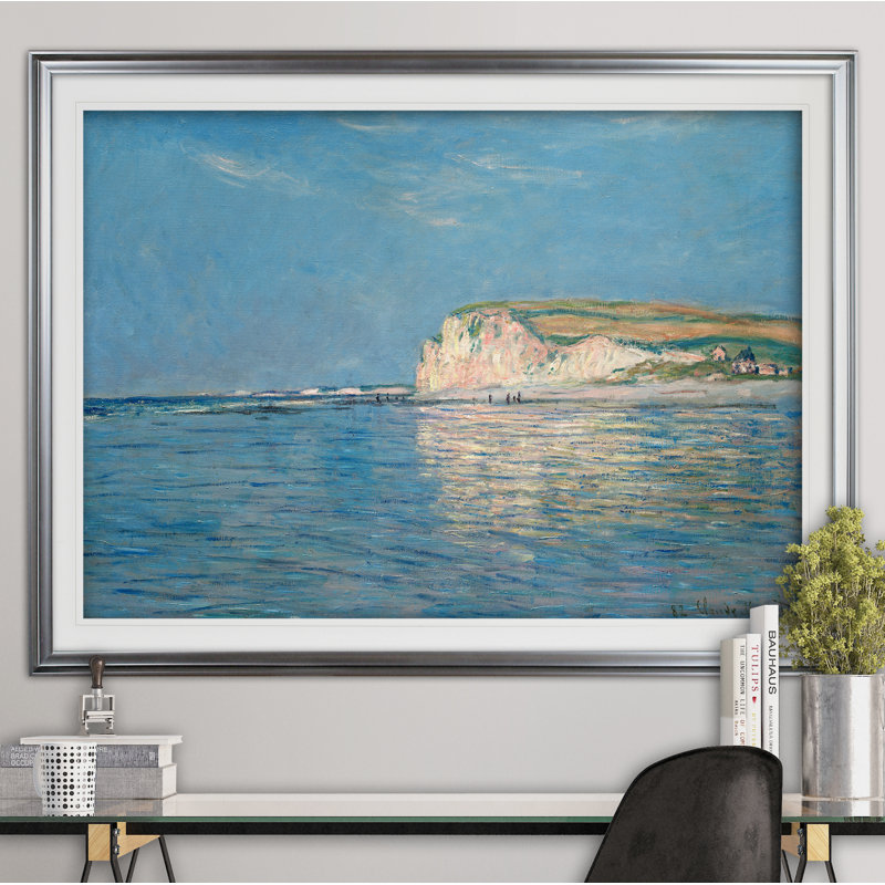 «Low Tide at Pourville» par Claude Monet, reproduction, Cadre argenté, H 24 po x l 32 po x P 1,5 po