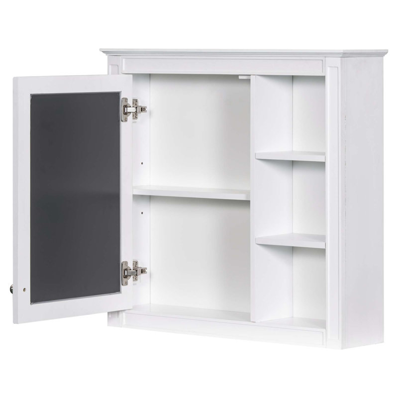 Armoire à pharmacie murale avec miroir et 3 tablettes ouvertes Dorla, Blanc