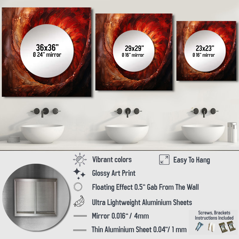 Demarea - Miroir carré Nautilus pour décoration murale, 23 po x 23 po