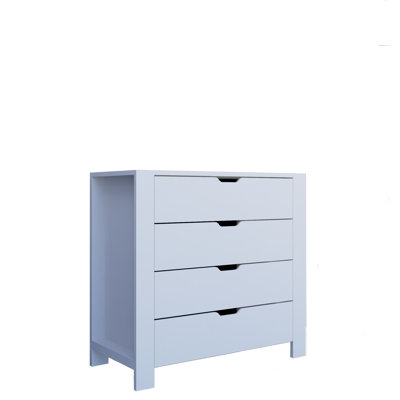 Modern White Dresser with 4 Drawers, 35.4 x 33.5 x 16.5 inches | 100% Melamine Coated Particle Board, Thickness: 0.7 inches | Sleek Design, Perfect for Bedroom or Living Room, Easy Assembly, Stylish & Functional Storage Solution