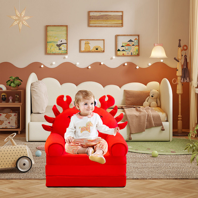 Canapé-lit pour tout-petit 3 en 1, Crabe rouge