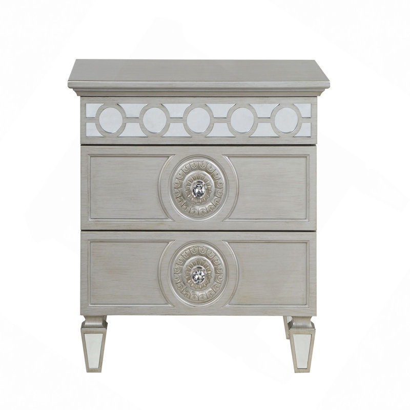 Silver 2-Drawer Nightstand