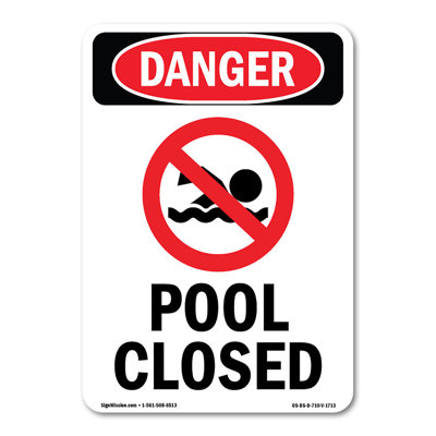 Pool Closed Plastic Sign 14" X 10"