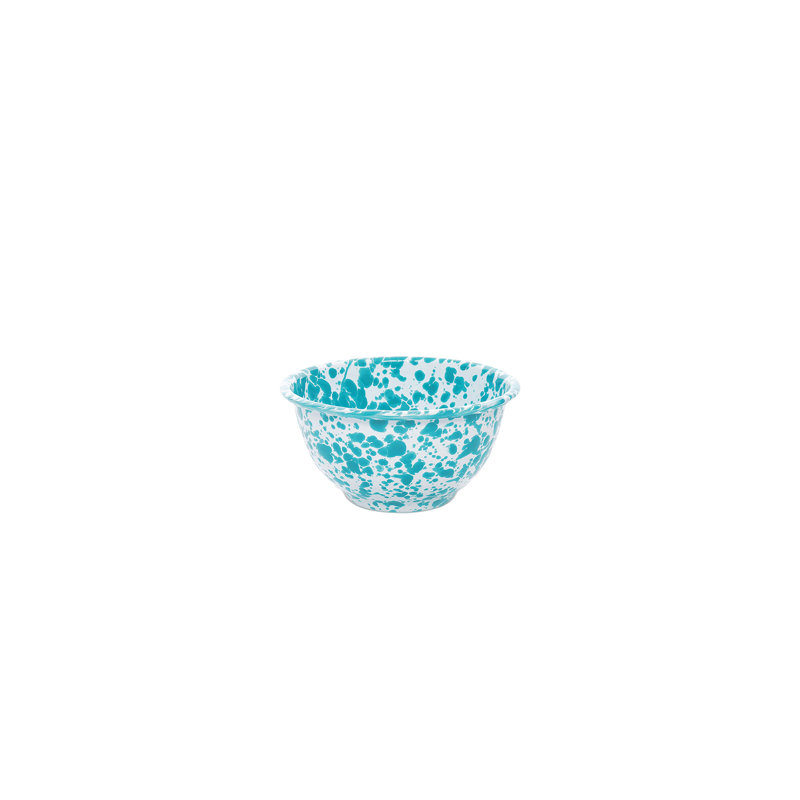 Crow Canyon Enamelware Splatter Cereal Bowls, Yellow, Turquoise