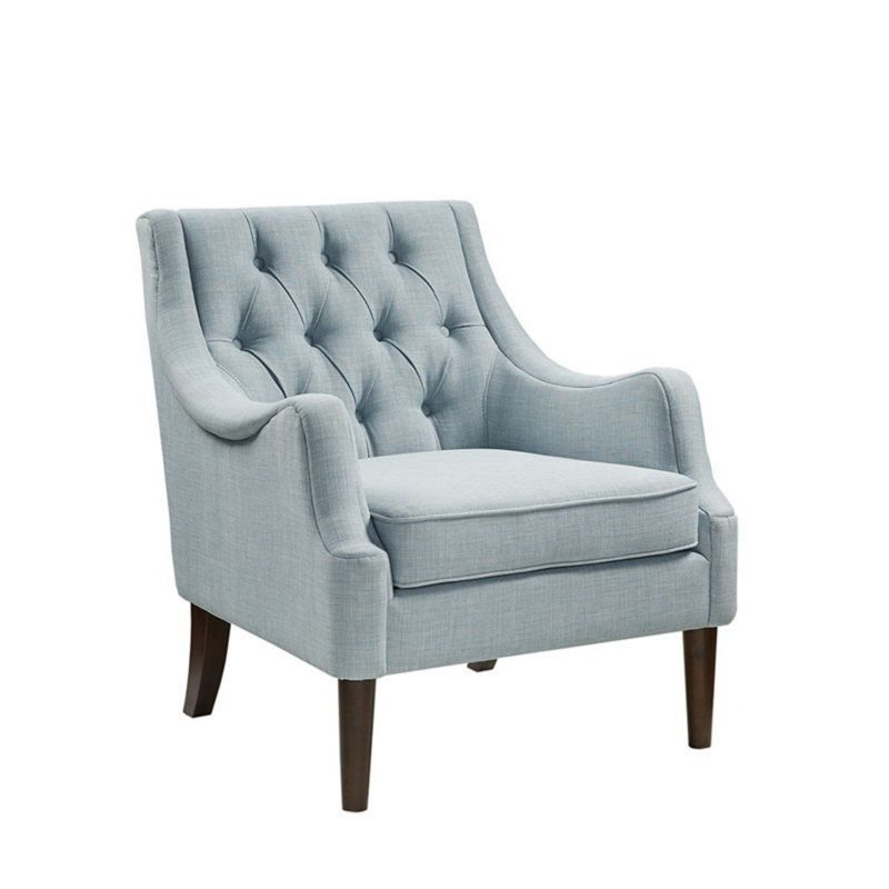 Button Tufted Accent Chair, Dusty Blue