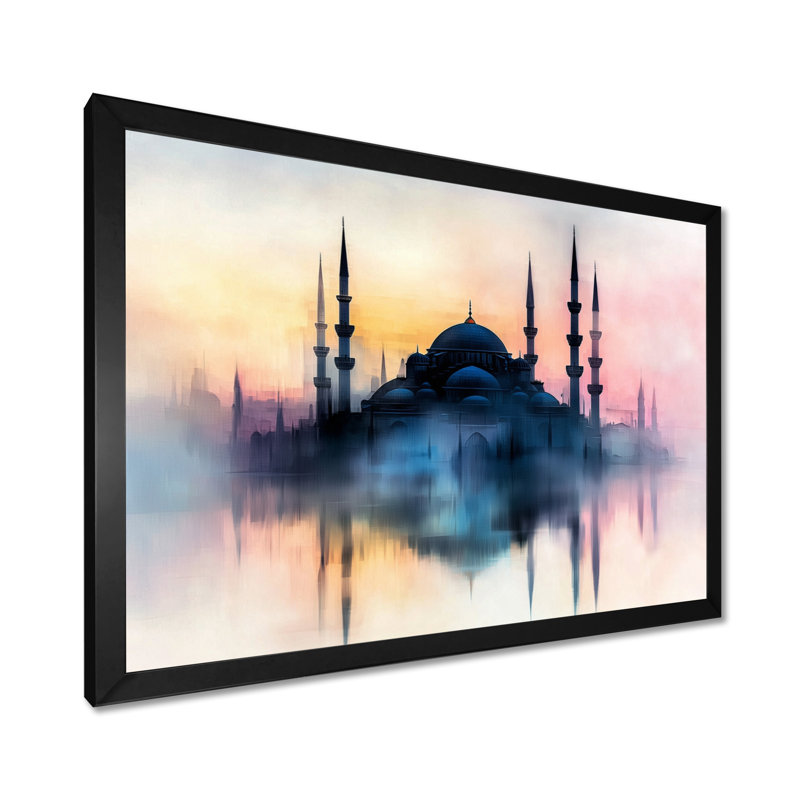 Mosquée à l'aube, Turquie, Turquie, art mural, H 12 po x l 20 po, Reproduction encadrée d'une seule photo sans pass, Noir