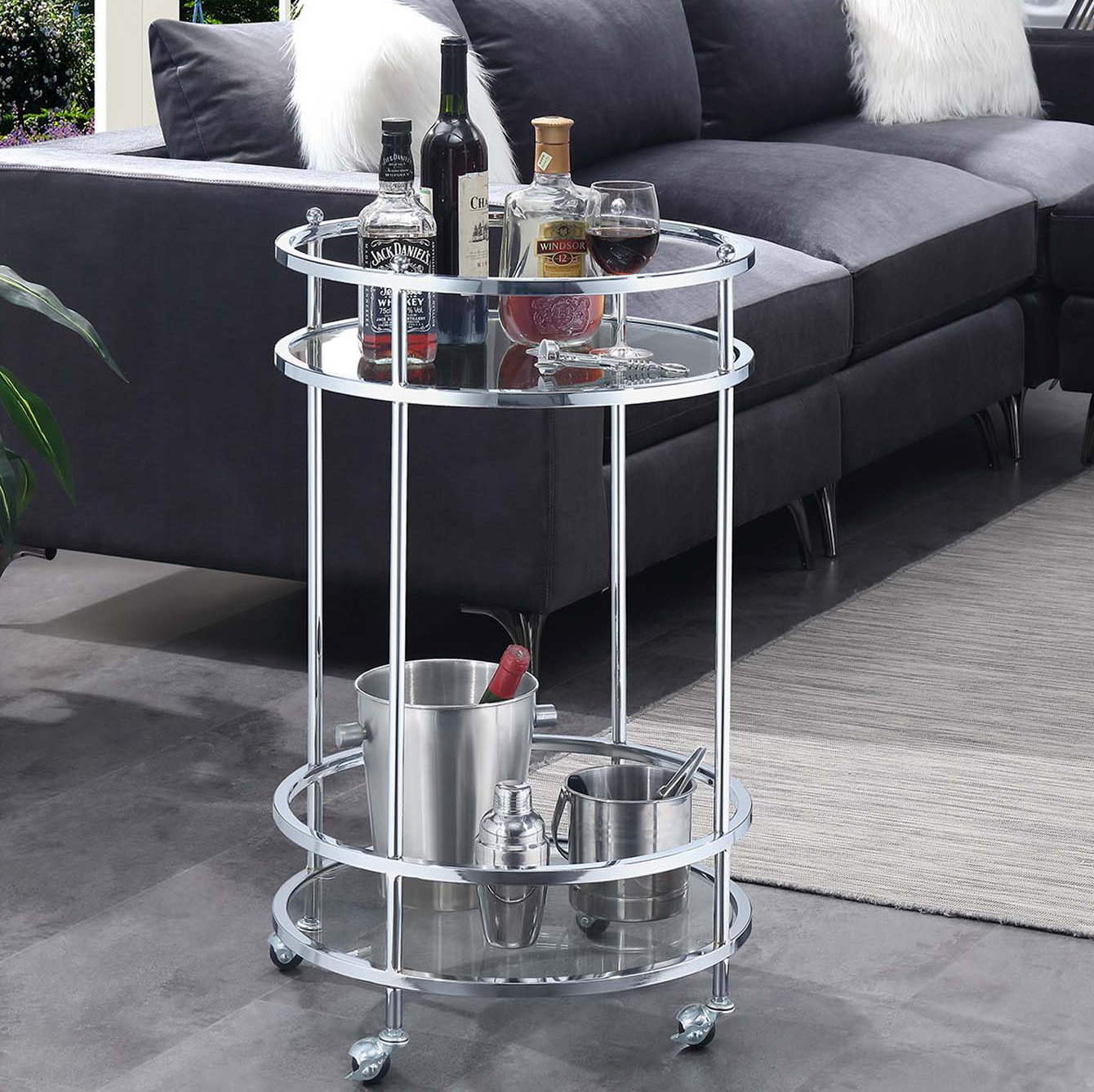 Willa Arlo Interiors Carolina Round Glass Bar Cart & Reviews Wayfair