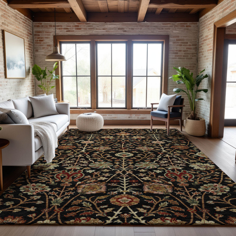 Tapis floral lavable à la machine de qualité supérieure Dahl AMF1085, Rectangle 2 pi 6 po x 3 pi 10 po