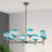 8-Light Modern Blue Glass Bubble Statement Chandelier 