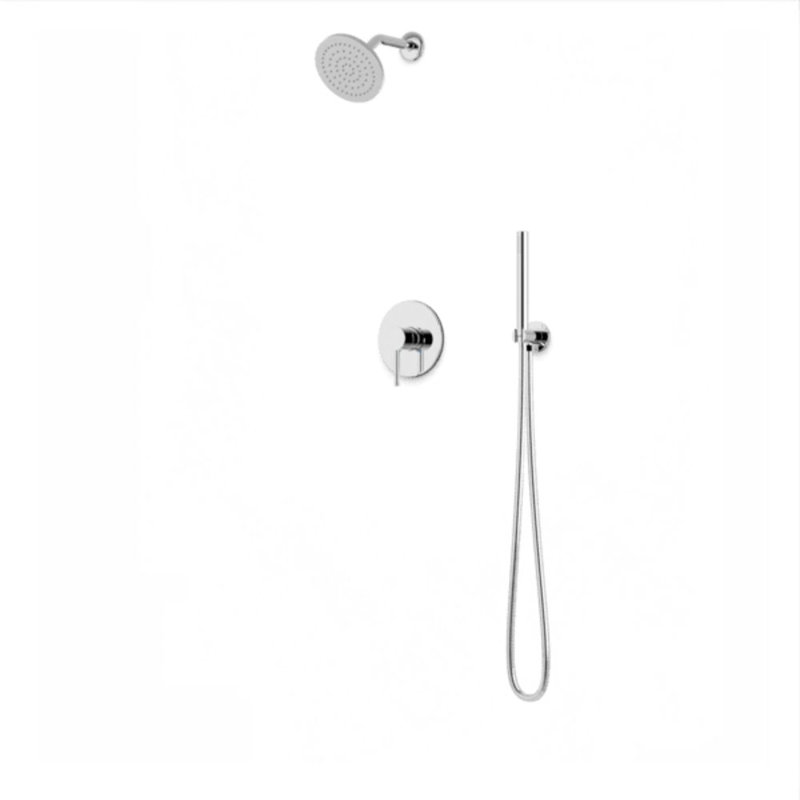 Round 2-Way Pressure Balance Shower Trim Kit With Rain Shower Head And Hand Held Shower Satin Brass, Chrome