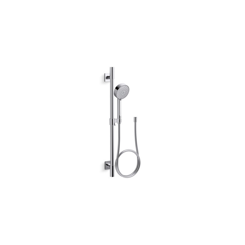 Support mural de douche à main avec coude d'alimentation et clapet anti-retour, Chrome poli