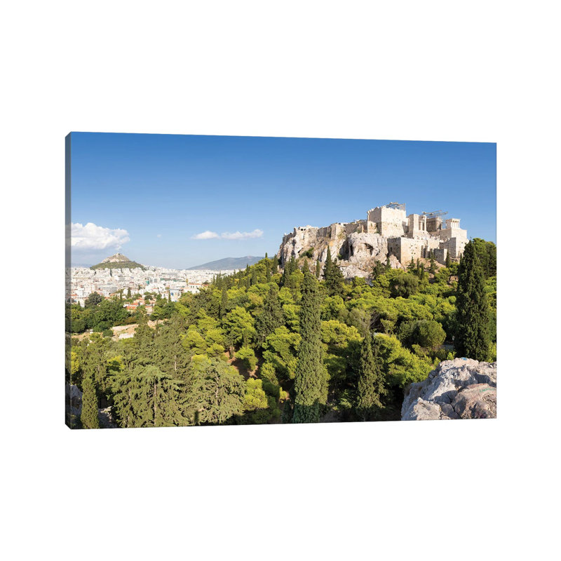 Acropolis Of Athens And Lykabettus Hill, Greece by Jan Becke - Wrapped Canvas Print, 101.6 cm H x 66.04 cm W x 3.175 cm D