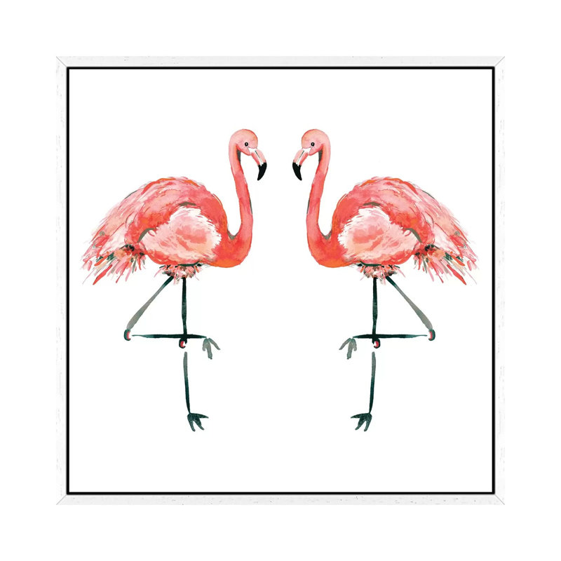 Flamingos by Bria Nicole - Print on Canvas, White Framed, 45.72 cm H x 45.72 cm W