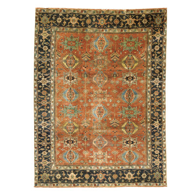 Tapis unique brun / noir / beige noué à la main de haute qualité