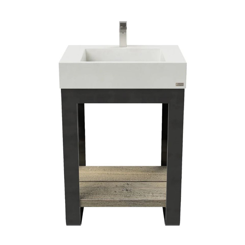 Outland 24'' W Single Vanity, Single Hole, Brushed Nickel, White