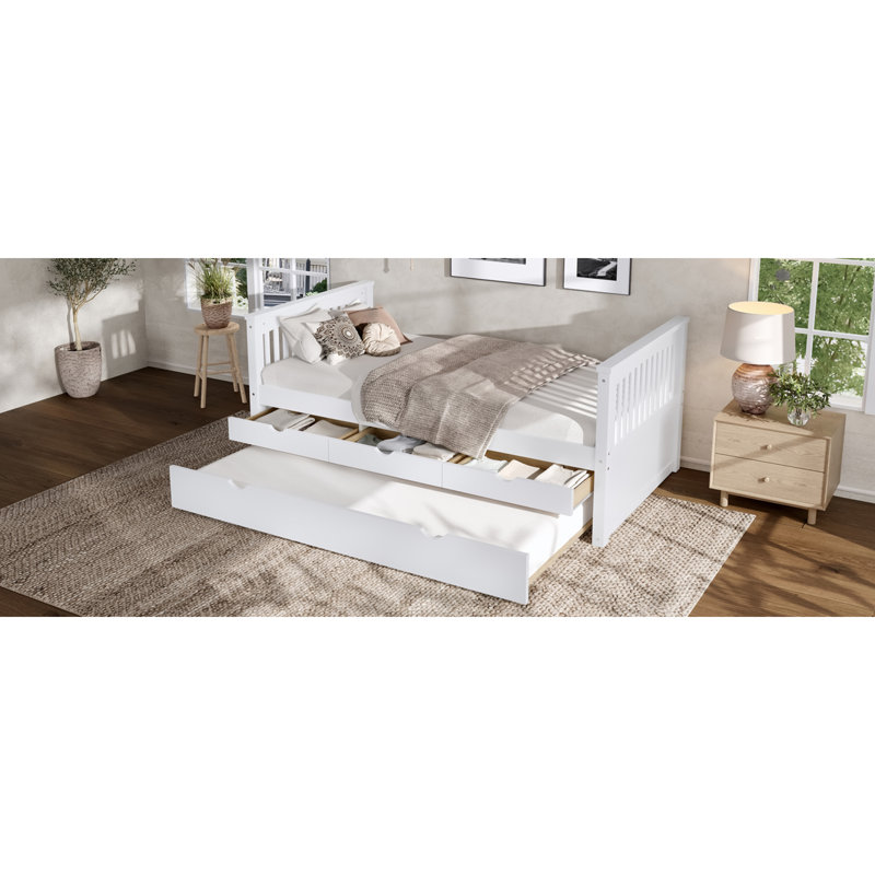 Lit simple en bois massif Smart Storage de style moderne pour les chambres d'amis