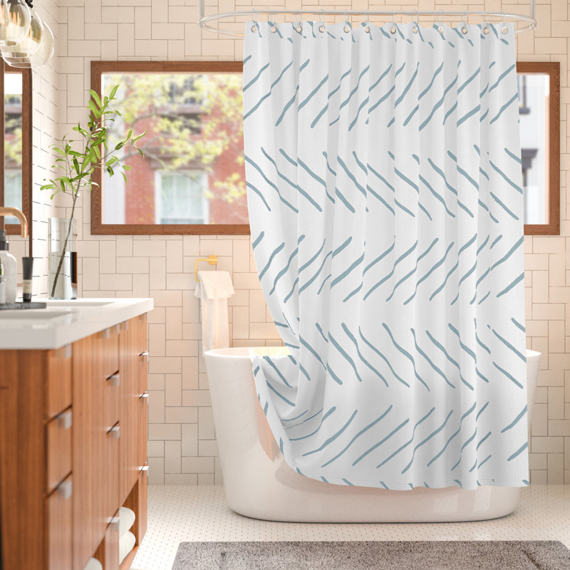 Aleysia Chevron Shower Curtain, Blue
