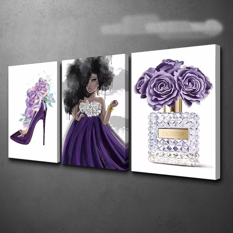 3 Piece Wrapped Canvas Print, 40 cm H x 90 cm W