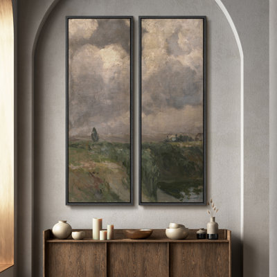 «Vintage Landscape Wall Art», ensemble de 2 toiles encadrées 20 x 60 pouces