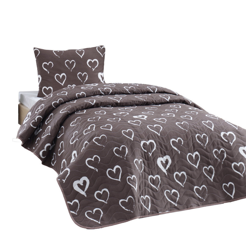 Couvre-lit en mélange de coton gris foncé / blanc Eather