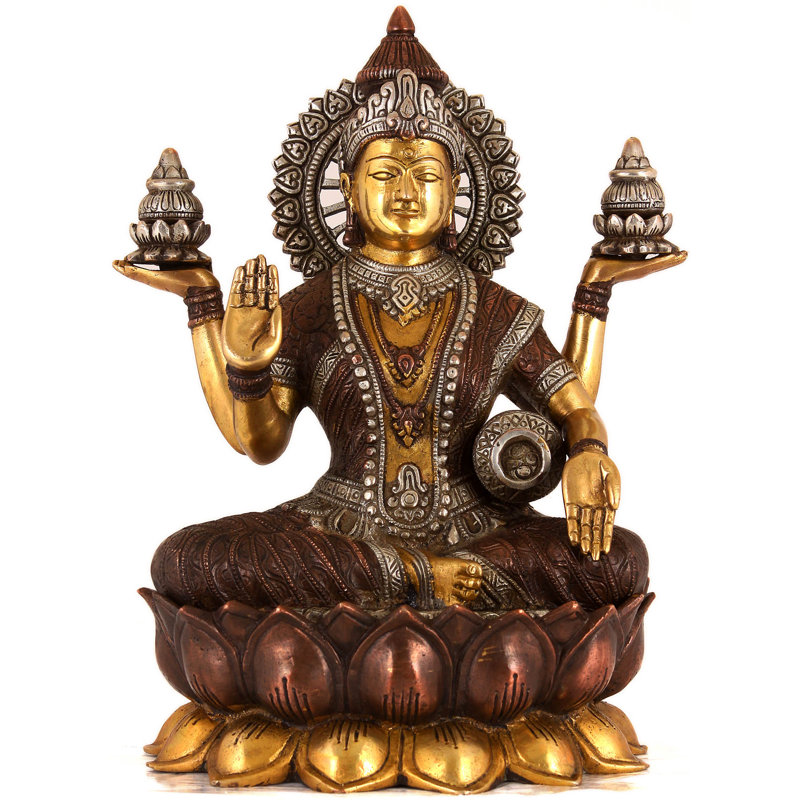 Handmade Brass Goddess Ganga Statue - 12 Inch Religious Figurine for Spiritual Home Decor, Altars, and Meditation Spaces