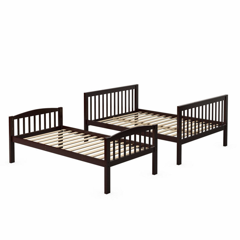 Lit superposé simple au-dessus de double en bois massif Astrid, Espresso