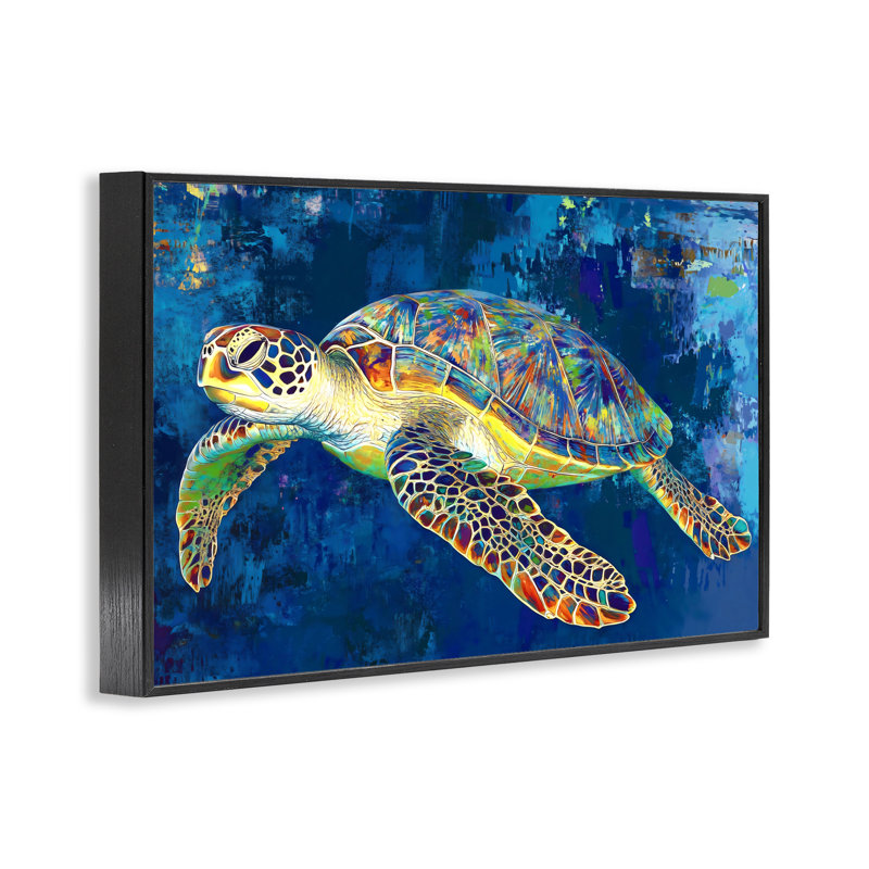 Tortue de mer aux couleurs prismatiques, estampe numérique, design par LSR Design Studio, H 12 po x l 18 po