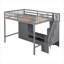 Structure de lit double pleine grandeur avec garde-robe, table de rangement basse et escalier de rangement-107287774