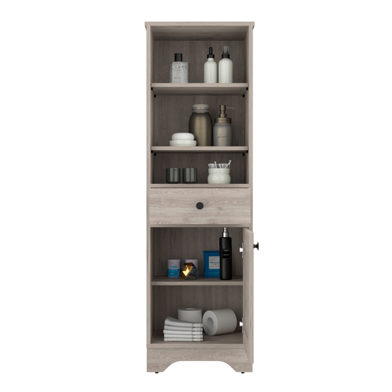 Armoire à linge, deux tablettes intérieures, deux tablettes ouvertes, Naturel
