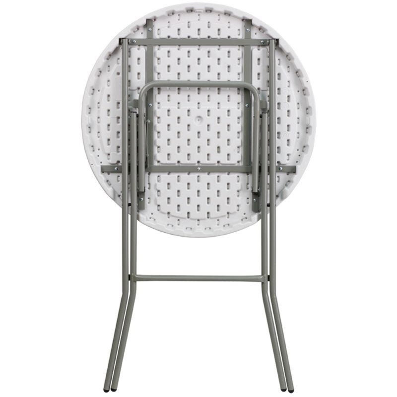 Gray Metal Bar Height Folding Table with White Plastic Top