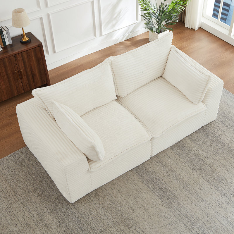 Causeuse, canapé modulaire désossé pour le salon, canapé modulaire moderne surdimensionné, Blanc
