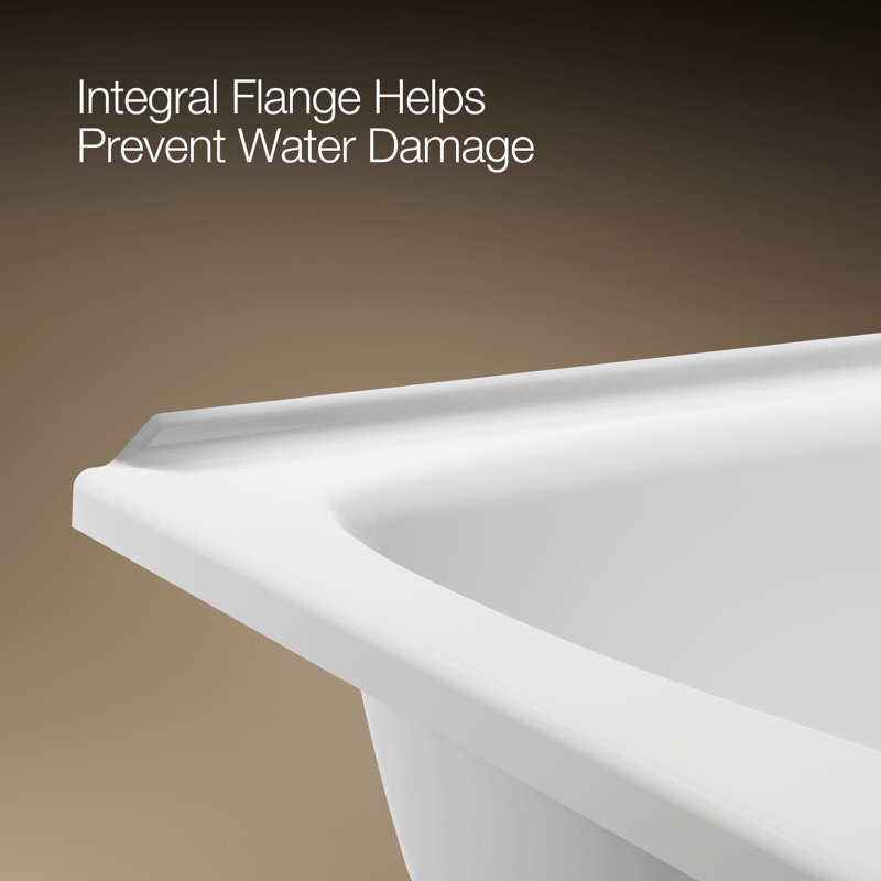 Mariposa 60" x 36" Drop in Soaking Bathtub, White, Right