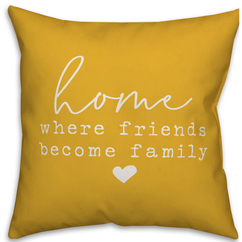 Textual Outdoor Throw Pillow, Yellow, 18" H x 18" W