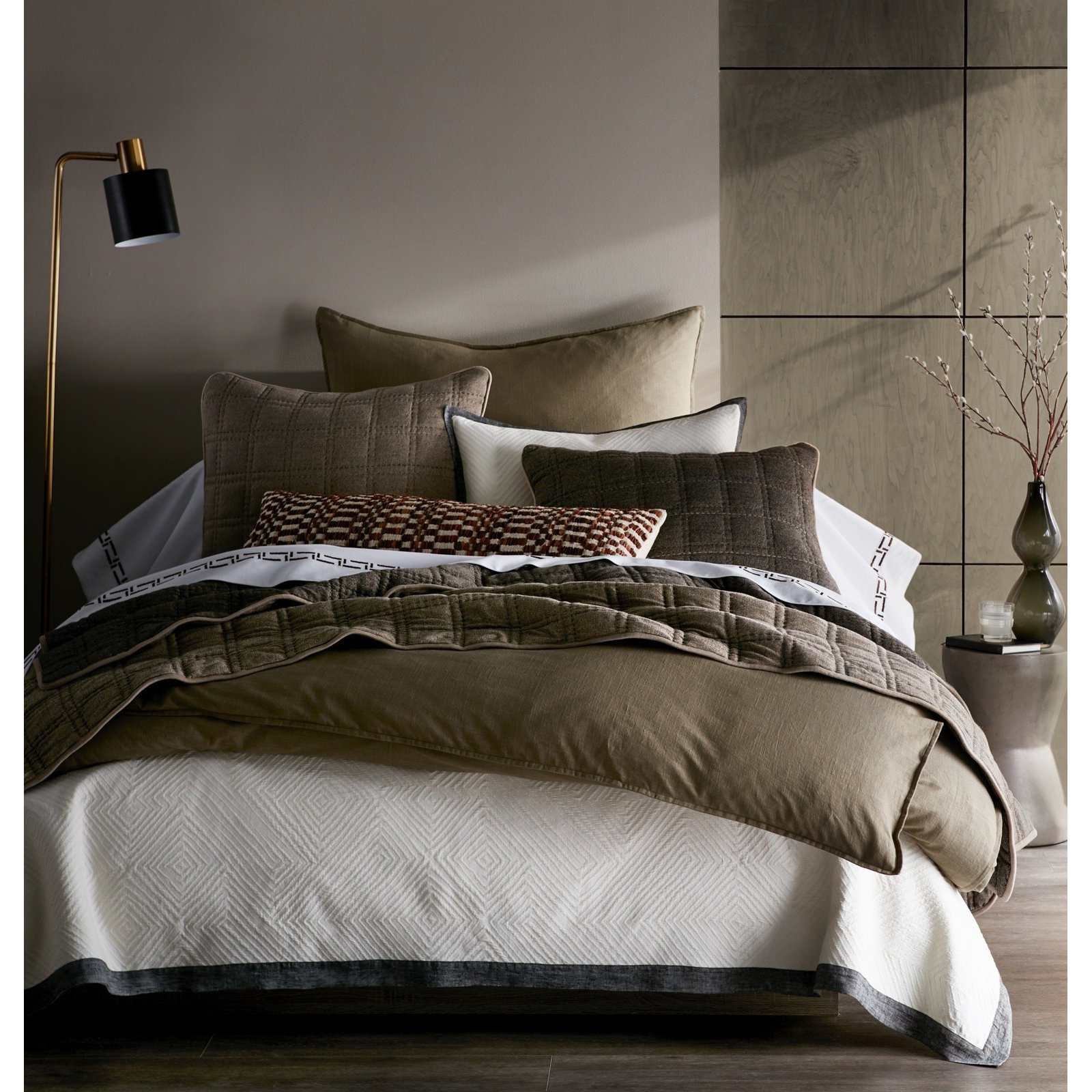 Gana Cotton Pillow Sham, Euro, Granite