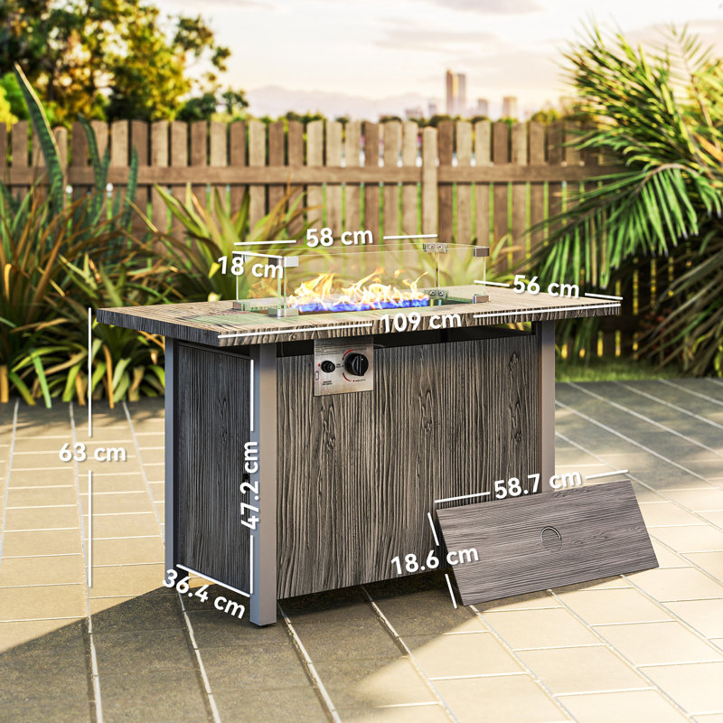 Rectangle Propane Smokeless Fire Pit Table with Hidden Fuel Tank