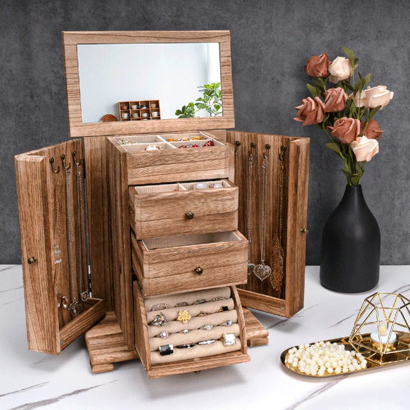 Boîte à bijoux en bois, Brun rustique