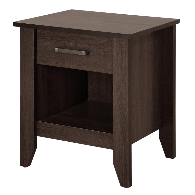 Rodel Wooden Nightstand with drawer Modern Nightstand, Dark Brown