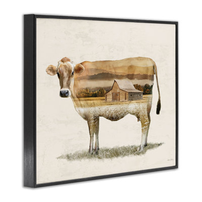 «Cow with Country Barn Landscape», estampe numérique, design par Amber Sterling