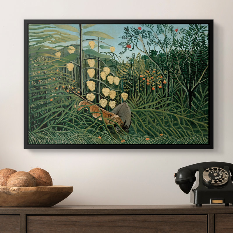 Fight entre un tigre et un buffle, 1908 - Henri Rousseau, toile tendue avec châssis, 16 x 24, Noir