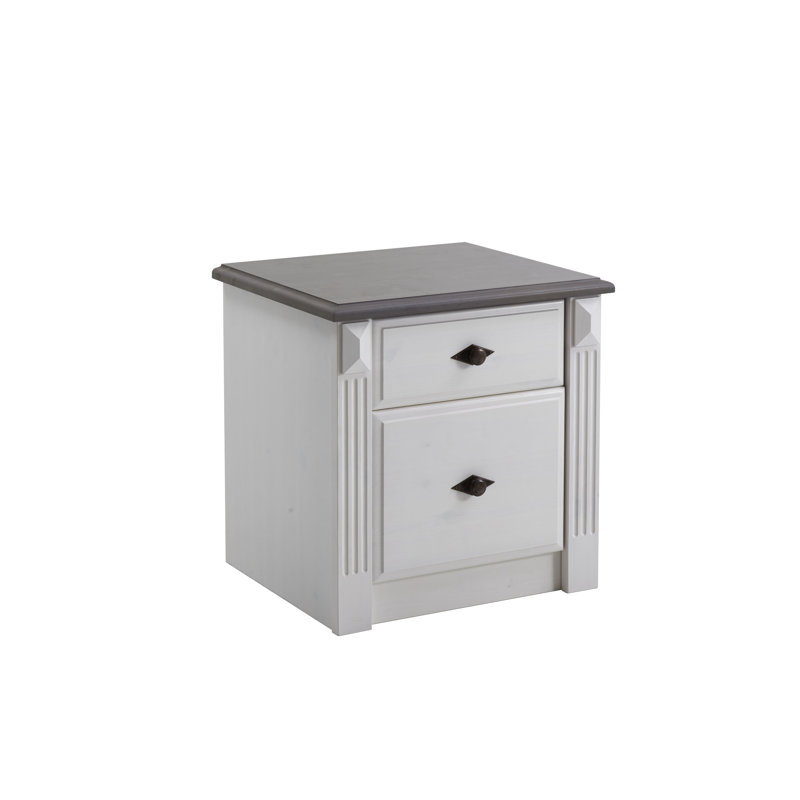 Eva 53 cm W Bedside Table, White/Grey