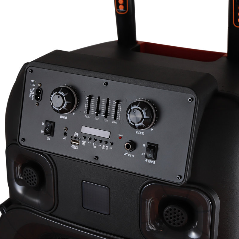 Haut-parleur rechargeable Bluetooth 15 000 W avec double caisson de basses 15 po et 2 micros pour télécommande karaoké