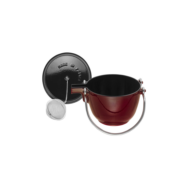 Staub Cast Iron 1-Quart Round Tea Kettle, Grenadine