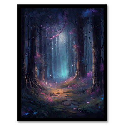 Alae Enchanted Forest Flowers Pink Blue Green - Single Picture Frame Print