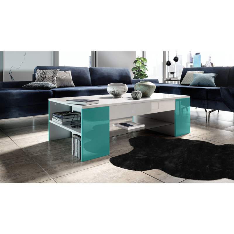 Mazzone Coffee Table with Storage, Petrol