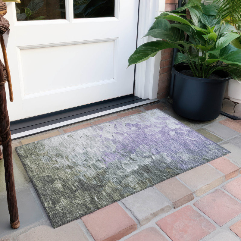 Machine Washable Indoor/Outdoor Cinead ACN1674 Lavender Rug, Rectangle 1'8" x 2'6"