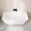 Baignoire autoportante en acrylique HIGEINE de 55 po, baignoire profonde, baignoire dos à mur moderne avec drain central et trop-plein intégrés-135939197