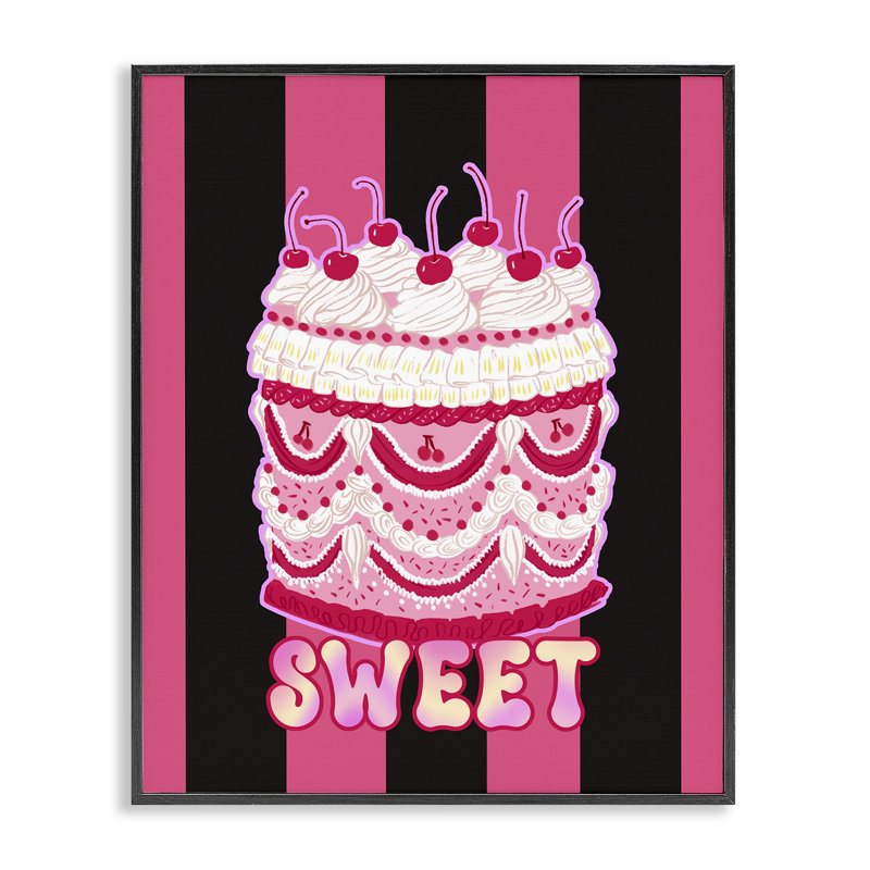 Art de gâteau sucré avec rayures par Ziwei Li, Giclée encadrée noir minuit, H 20 po x l 16 po